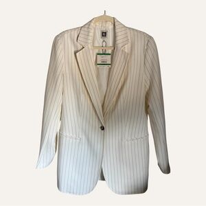 Anne Klein | Blazer | NWT | Off White w/Cocoa Stripes | L